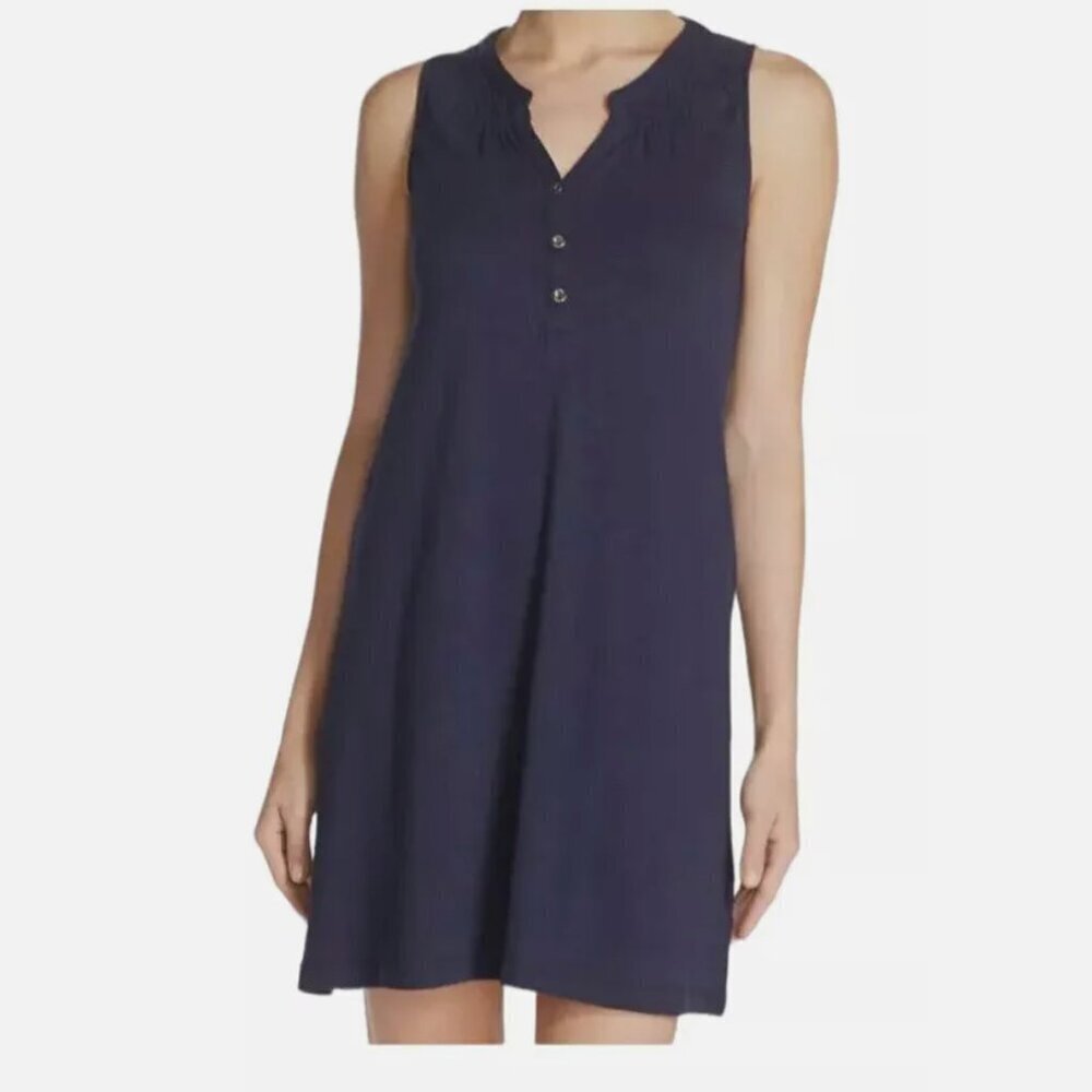 Lilly Pulitzer | Navy Blue Sleeveless Dress with Open Neck Buttons | Great Condi